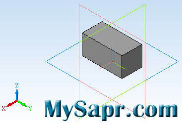 трехмерная модель параллелепипеда в Компас 3d
